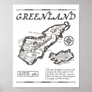 Greenland 982 Historic Map _ Groenland Since 982 R Poster