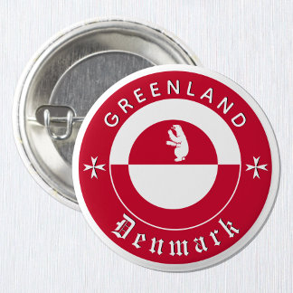 Greenland Button, Polar Bear, Greenland Flag 3 Cm Round Badge