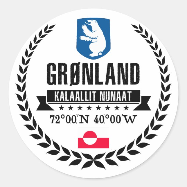 Greenland Classic Round Sticker (Front)