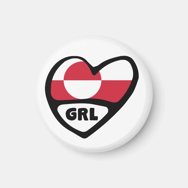 Greenland Country Code Flag Heart, GRL Magnet (Front)