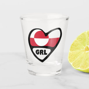 Greenland Country Code Flag Heart, GRL Shot Glass