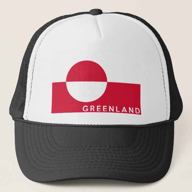 greenland country flag symbol name text trucker hat (Front)