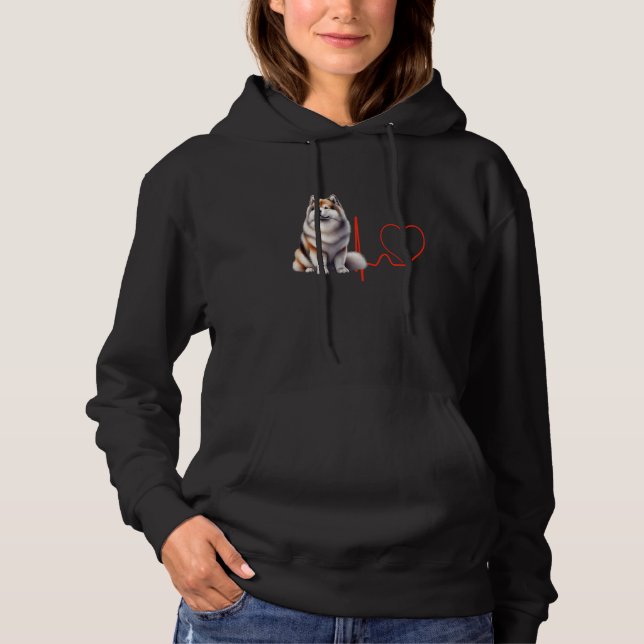 Greenland Dog Heartbeat EKG Funny Dogs Lover & Own Hoodie (Front)