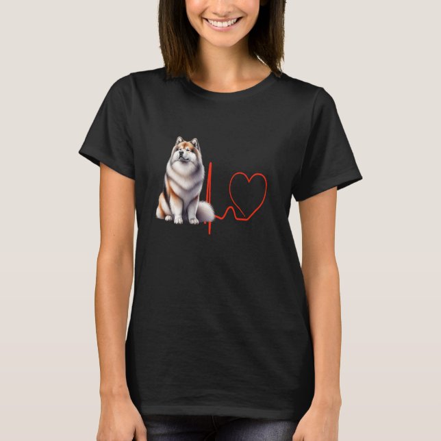 Greenland Dog Heartbeat EKG Funny Dogs Lover & Own T-Shirt (Front)