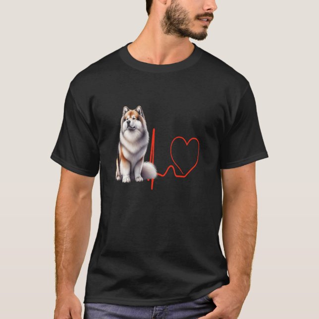 Greenland Dog Heartbeat EKG Funny Dogs Lover & Own T-Shirt (Front)