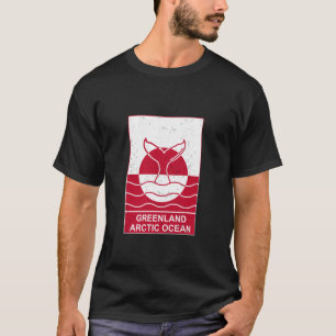 Greenland Flag Arctic Ocean Whale Tail Minimalist T-Shirt