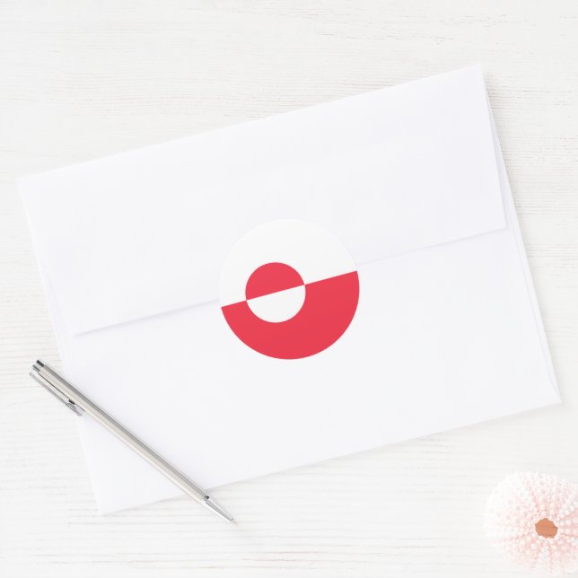 Greenland flag classic round sticker (Envelope)