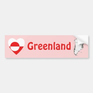 Greenland Flag Heart + Map Bumper Sticker