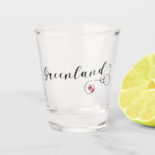 Greenland Flag Heart Script Shot Glass