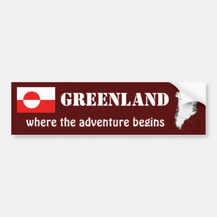 Greenland Flag + Map Bumper Sticker