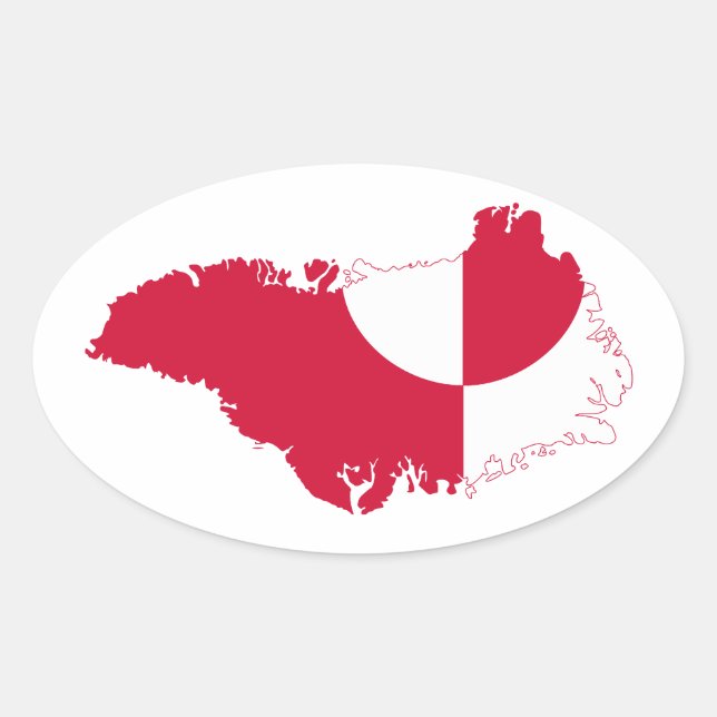 Greenland Flag Map GL Oval Sticker (Front)