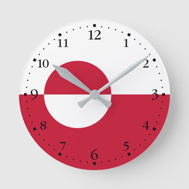 Greenland Flag Round Clock (Front)