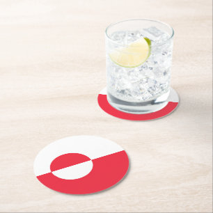 Greenland flag round paper coaster
