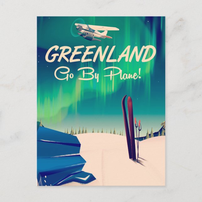 Greenland 'Go By Plane!' Postcard (Front)