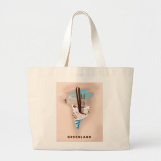 Greenland Illustrated Map travel poster print. Large Tote Bag