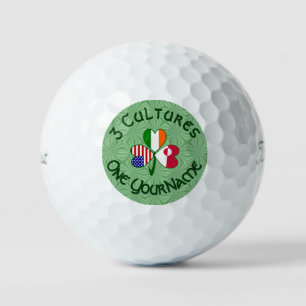 Greenland Ireland USA Shamrock Personalised Text  Golf Balls