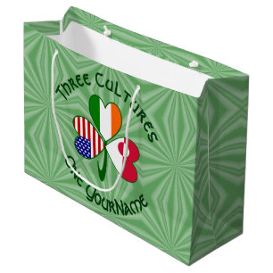 Greenland Ireland USA Shamrock Personalised Text  Large Gift Bag
