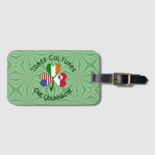 Greenland Ireland USA Shamrock Personalised Text Luggage Tag