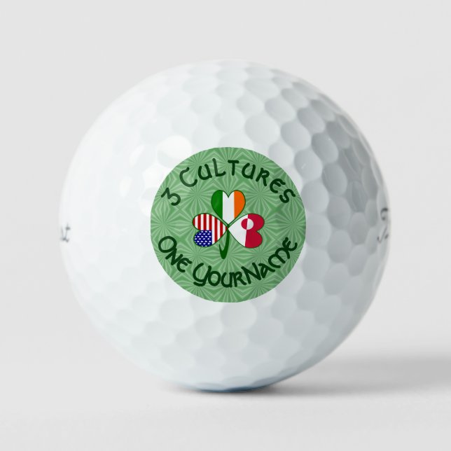 Greenland Irish USA Flags Shamrock Personalised  Golf Balls (Front)