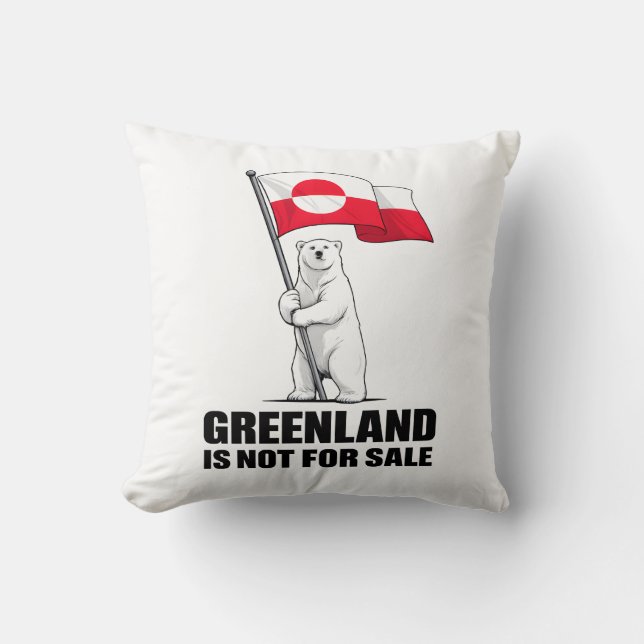 Greenland Is Not for Sale Polar Bear With Flag Cushion (Front)