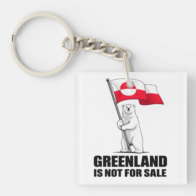 Greenland Is Not for Sale Polar Bear With Flag Key Ring (Front)