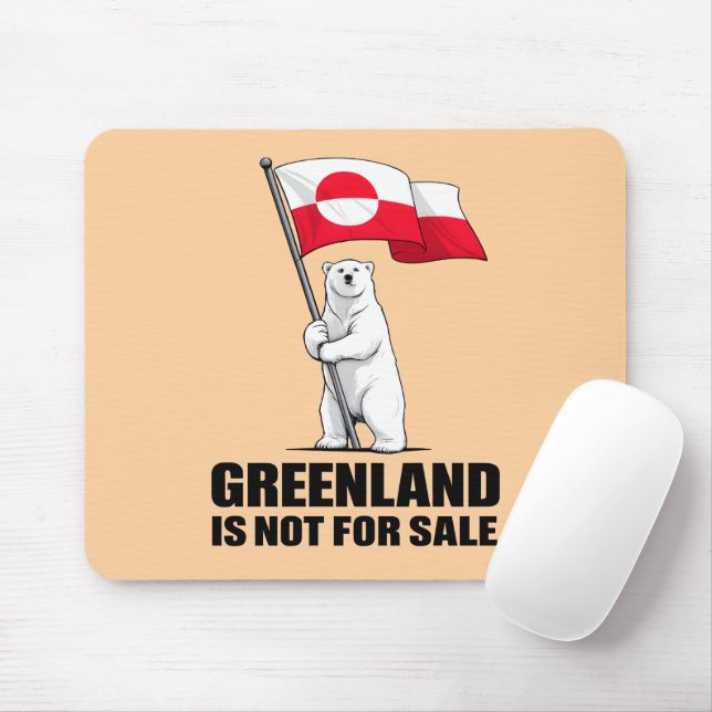 Greenland Is Not for Sale Polar Bear With Flag Mouse Mat (With Mouse)