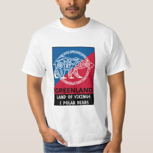 Greenland Land Of Vikings & Polar Bear Blue Red T-Shirt