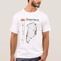 Greenland Map + Flag + Title T-Shirt