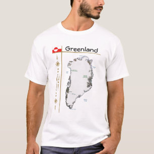 Greenland Map + Flag + Title T-Shirt