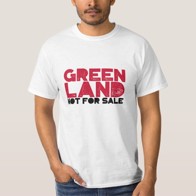 Greenland Not For Sale Red Black Typography T-Shirt (Front)