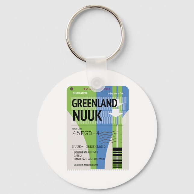 Greenland Nuuk travel ticket Key Ring (Front)