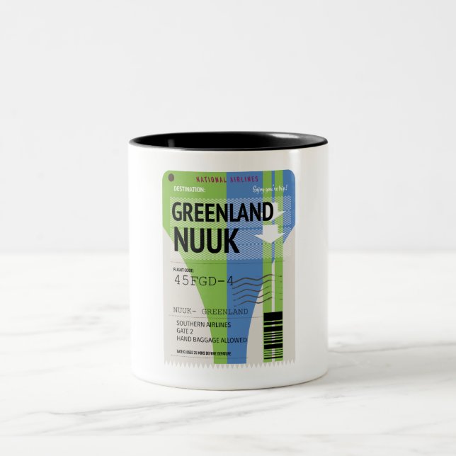 Greenland Nuuk travel ticket Two-Tone Coffee Mug (Center)