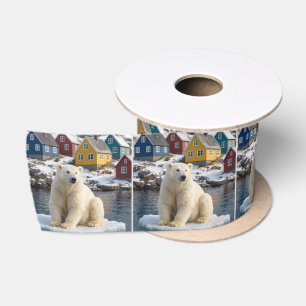 Greenland Polar Bear On an Ice Floe Satin Ribbon