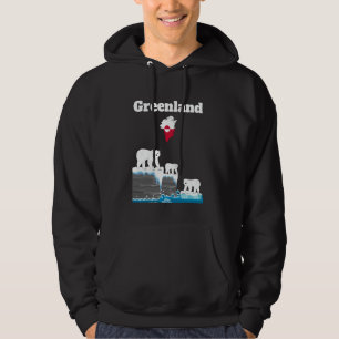 Greenland Polar Bears Sea cliffs Greenland flag ma Hoodie