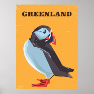 Greenland Puffin vintage travel poster