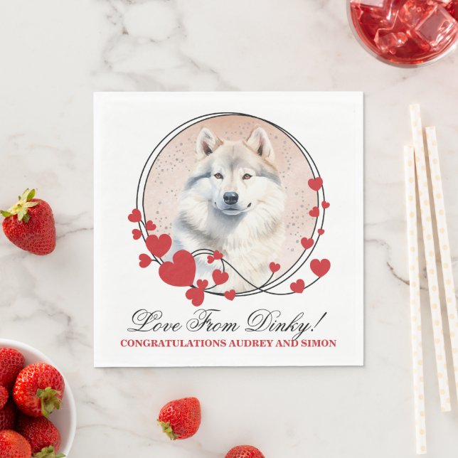 Greenland Red Heart Frame Dog Photo Napkin (Insitu)