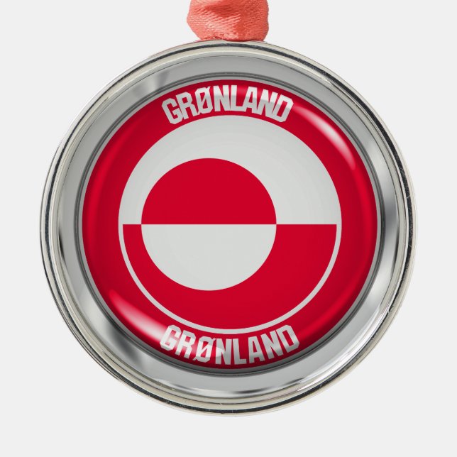 Greenland Round Emblem Metal Tree Decoration (Front)