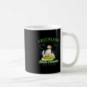 Greenland Travel Souvenir Puffin Arctic Bird Green Coffee Mug