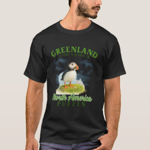 Greenland Travel Souvenir Puffin Arctic Bird Green T-Shirt