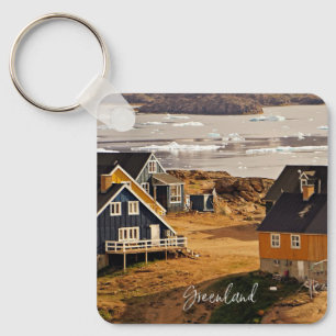Greenland village, scenic photograph key ring