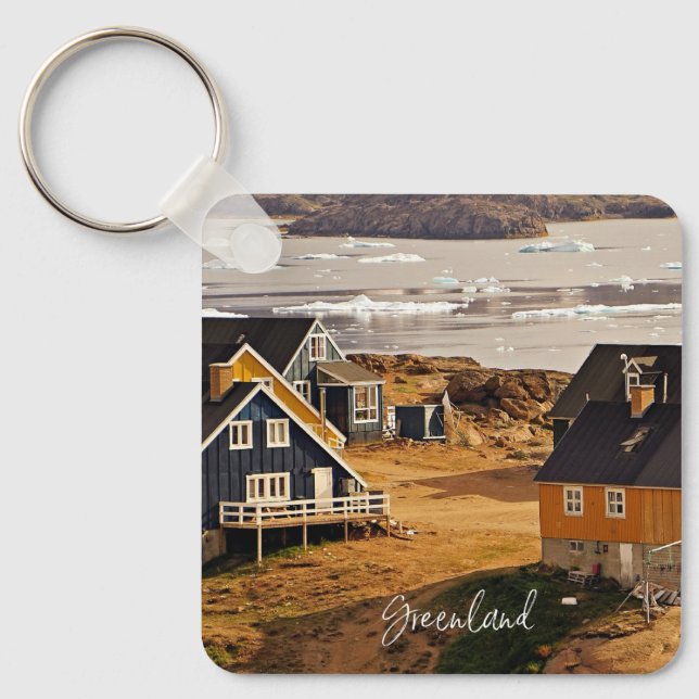 Greenland village, scenic photograph key ring (Front)