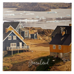 Greenland village, scenic photograph tile