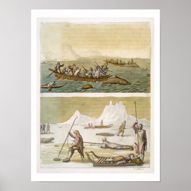 Greenland: Whale fishing and Seal hunting, from 'L Poster (Front)