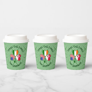 Greenlander Irish USA Shamrock Personalized Text Paper Cups
