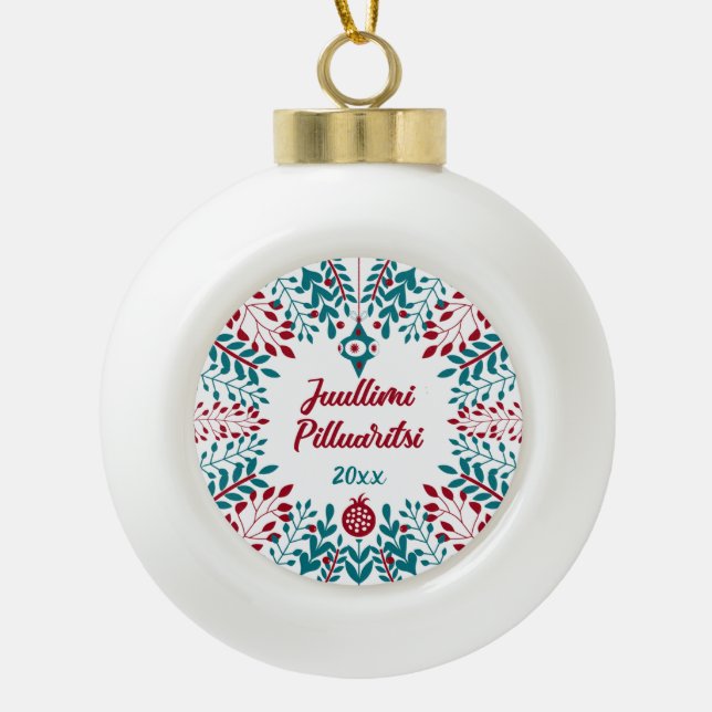 Greenlandic, Juullimi Pilluaritsi Merry Christmas Ceramic Ball Christmas Ornament (Front)