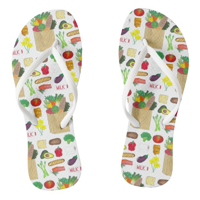 Greenmarket Grocery Shopping Fruit Vegetable Foods Flip Flops (Footbed)