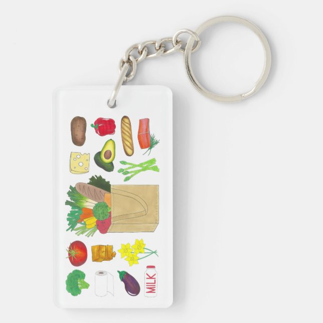 Greenmarket Grocery Shopping Fruit Vegetable Foods Key Ring (Back)