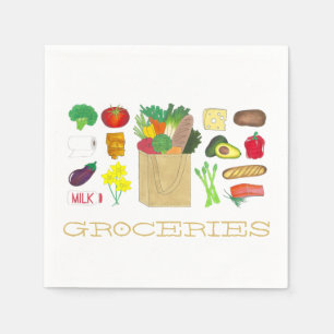 Greenmarket Grocery Shopping Fruit Vegetable Foods Napkin