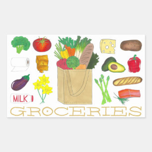 Greenmarket Grocery Shopping Fruit Vegetable Foods Rectangular Sticker