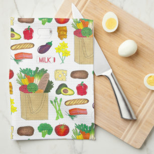 Greenmarket Grocery Shopping Fruit Vegetable Foods Tea Towel